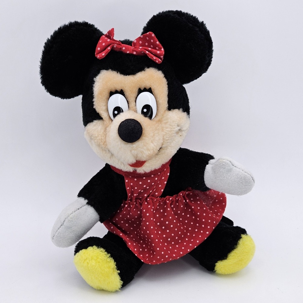 Vintage Disney Land‎ Disney World Minnie Mouse 7" Plush Red Dress Polka Dot